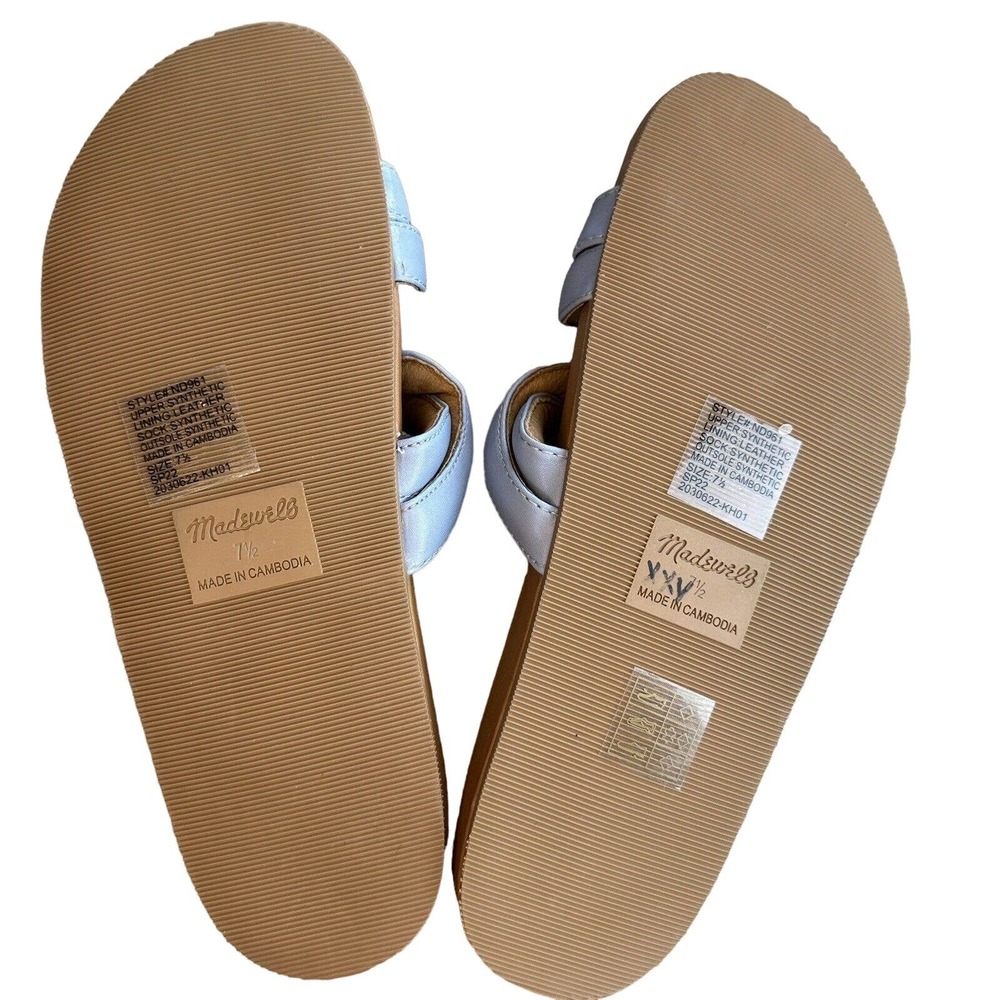 NWOB Madewell The Walker Slide-on Leather Sandal Serene Blue Size 7.5 ND961 - Picture 9 of 10